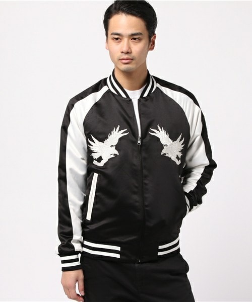 UNION STATION（ユニオンステーション）の「【2017SS商品】刺繍【ワシ】リバーシブル仕様スカジャン＆MA-1（ブルゾン・メンズ・ブラック/ブラック×ホワイト/ネイビー・S/M/L/LL）」の3枚目の写真