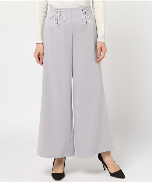 archives（アルシーヴ）の「レースアップワイドパンツ（その他パンツ・レディース・アイボリー/ブラック/グレー・MEDIUM）」の3枚目の写真
