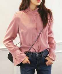 DHOLIC | 2COLORSフリルハイネックブラウス(シャツ/ブラウス)