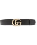 Gucci | Gucci - Faux Pearl-embellished Leather Belt - Black(皮帶)
