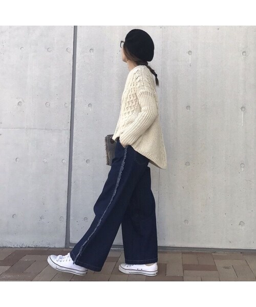 copine（コピン）の「再入荷★サイドフリンジワイドデニム（2color）（デニムパンツ・レディース・その他）」の4枚目の写真