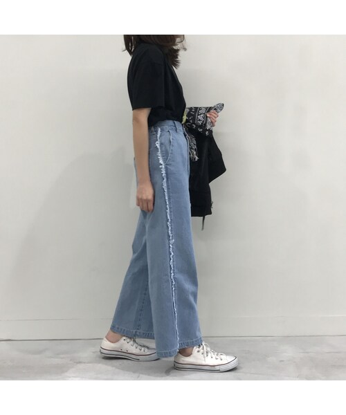 copine（コピン）の「再入荷★サイドフリンジワイドデニム（2color）（デニムパンツ・レディース・その他）」の13枚目の写真