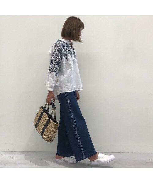 copine（コピン）の「再入荷★サイドフリンジワイドデニム（2color）（デニムパンツ・レディース・その他）」の9枚目の写真