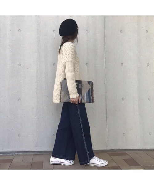 copine（コピン）の「再入荷★サイドフリンジワイドデニム（2color）（デニムパンツ・レディース・その他）」の3枚目の写真