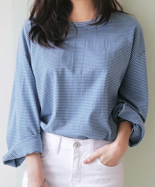 DHOLIC(ディーホリック)の「ワイドスリーブボーダーTシャツ(Tシャツ/カットソー・レディース・FREE)」の2枚目の写真