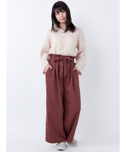 w closet（ダブルクローゼット）の「モールヤーンケーブル編みニット（トップス・レディース・Lベージュ/ラベンダー/Dピンク・FREE）」の11枚目の写真