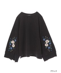 w closet | 【S/S】袖スリット刺繍入り裏毛プルオーバー(トップス)