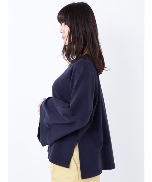 w closet(ダブルクローゼット)の「【S/S】袖スリット刺繍入り裏毛プルオーバー(トップス・レディース・Lピンク/ネイビー/ブラック・FREE)」の5枚目の写真