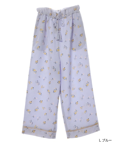 w closet（ダブルクローゼット）の「【S/S】パイピング入り花柄パンツ（パンツ・レディース・Lブルー/ブラック・FREE）」の2枚目の写真