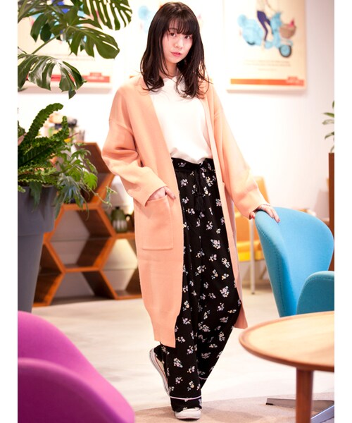 w closet（ダブルクローゼット）の「【S/S】パイピング入り花柄パンツ（パンツ・レディース・Lブルー/ブラック・FREE）」の14枚目の写真