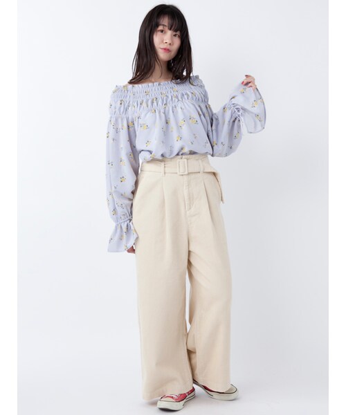 w closet（ダブルクローゼット）の「【S/S】ハイウエストベルト付きコーデュロイパンツ（パンツ・レディース・エクリュ/ラベンダー/サックス・FREE）」の14枚目の写真