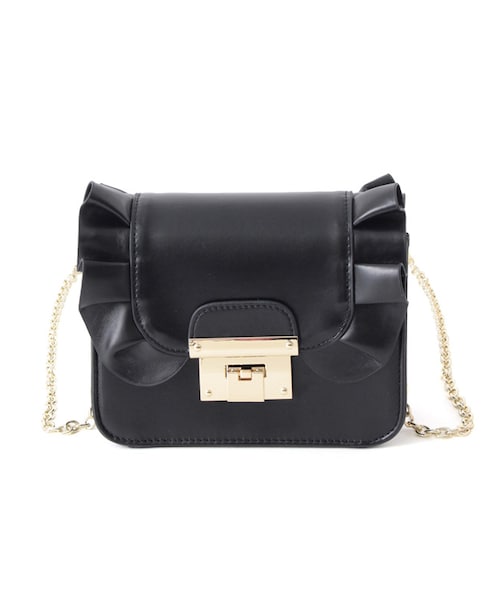 Honeys（ハニーズ）の「フリルショルダーＢａｇ（バッグ・レディース・クロ/パープル/ピンク/イエロー/濃ピンク）」の2枚目の写真