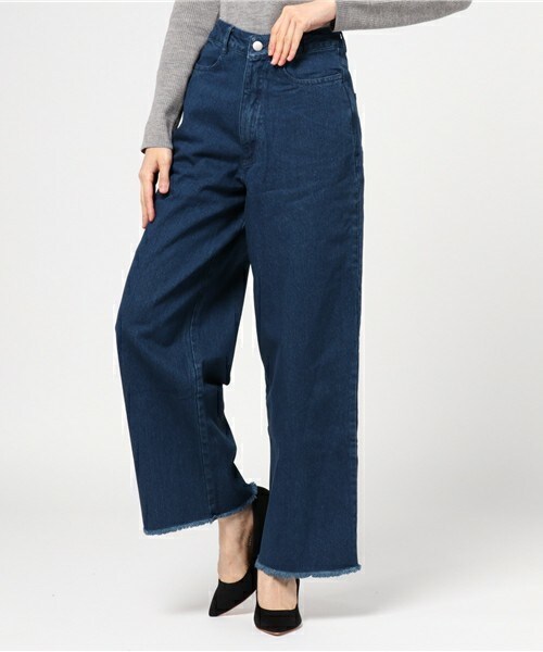 archives（アルシーヴ）の「フリンジデニムワイドパンツ（デニムパンツ・レディース・ブラック/ブルー/ネイビー/ロイヤルブルー・SMALL/MEDIUM）」の4枚目の写真