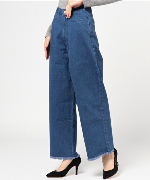 archives（アルシーヴ）の「フリンジデニムワイドパンツ（デニムパンツ・レディース・ブラック/ブルー/ネイビー/ロイヤルブルー・SMALL/MEDIUM）」の3枚目の写真