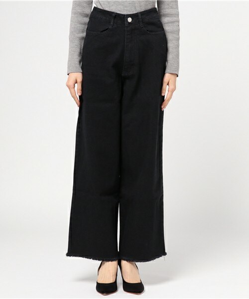 archives（アルシーヴ）の「フリンジデニムワイドパンツ（デニムパンツ・レディース・ブラック/ブルー/ネイビー/ロイヤルブルー・SMALL/MEDIUM）」の5枚目の写真