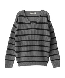 GRL | Vネックボーダーニット(ニット/セーター)