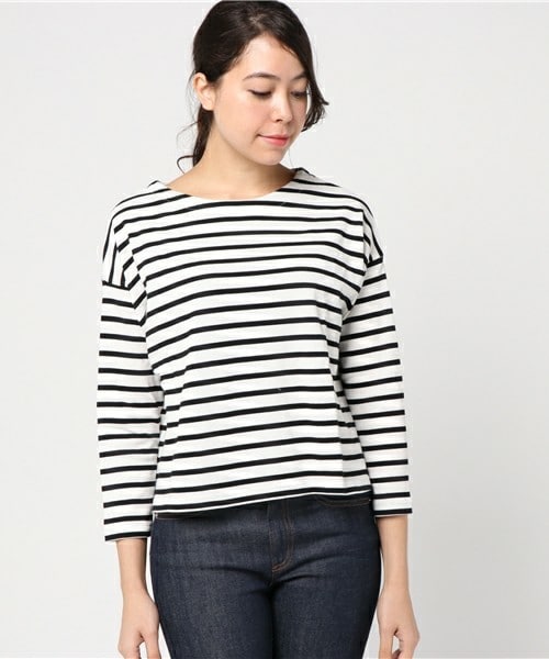 archives（アルシーヴ）の「バスクボーダープルオーバー（Tシャツ/カットソー・レディース・ブラック/ネイビー/その他・MEDIUM）」の4枚目の写真