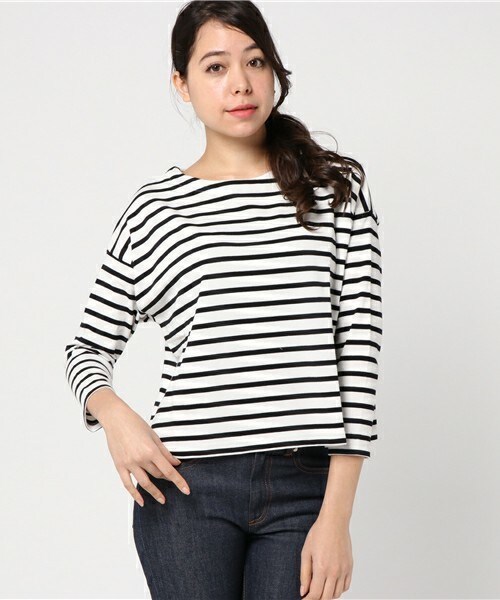 archives（アルシーヴ）の「バスクボーダープルオーバー（Tシャツ/カットソー・レディース・ブラック/ネイビー/その他・MEDIUM）」の2枚目の写真