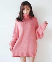 DHOLIC | 7COLORSビッグシルエットタートルネックニットプルオーバー(ワンピース)