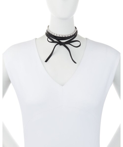 Fallon（ファロン）の「Fallon Leather Wrap Choker w/ Baguette Crystals, Clear（ネックレス・レディース・CLEAR・One Size）」の3枚目の写真