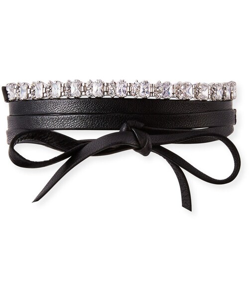 Fallon（ファロン）の「Fallon Leather Wrap Choker w/ Baguette Crystals, Clear（ネックレス・レディース・CLEAR・One Size）」の5枚目の写真
