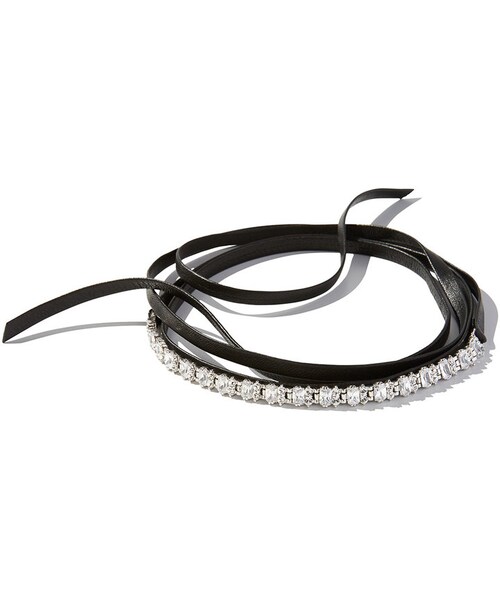 Fallon（ファロン）の「Fallon Leather Wrap Choker w/ Baguette Crystals, Clear（ネックレス・レディース・CLEAR・One Size）」の4枚目の写真