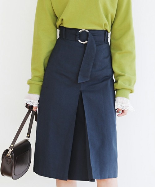 DHOLIC（ディーホリック）の「リングベルトSETワンタックミディスカート（スカート・レディース・FREE）」の2枚目の写真