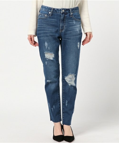 archives（アルシーヴ）の「ダメージテーパードパンツ（デニムパンツ・レディース・ブルー/ロイヤルブルー・SMALL/MEDIUM）」の3枚目の写真