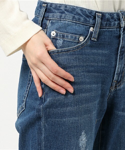 archives（アルシーヴ）の「ダメージテーパードパンツ（デニムパンツ・レディース・ブルー/ロイヤルブルー・SMALL/MEDIUM）」の8枚目の写真