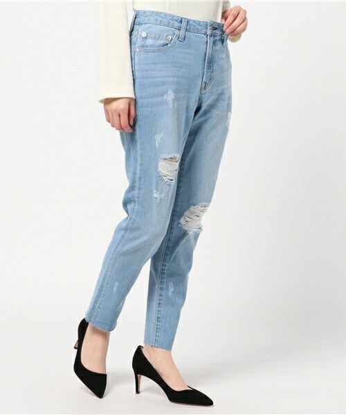 archives（アルシーヴ）の「ダメージテーパードパンツ（デニムパンツ・レディース・ブルー/ロイヤルブルー・SMALL/MEDIUM）」の2枚目の写真