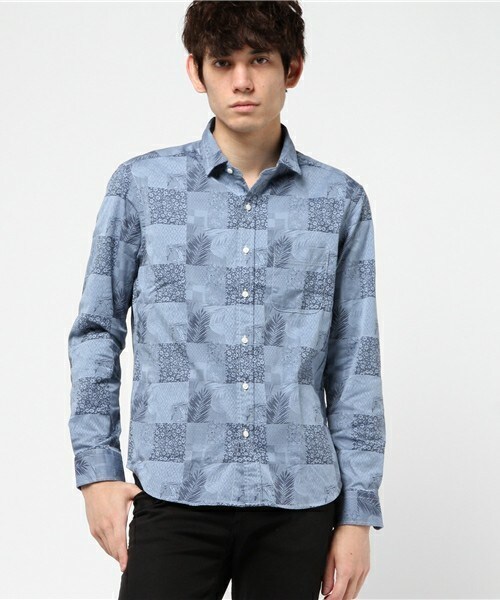 MEN'S BIGI(メンズビギ)の「ストレッチ パッチワークシャツ/カジュアルシャツ(シャツ/ブラウス・メンズ・ホワイト/ネイビー/ピンク・S/M/L)」の1枚目の写真