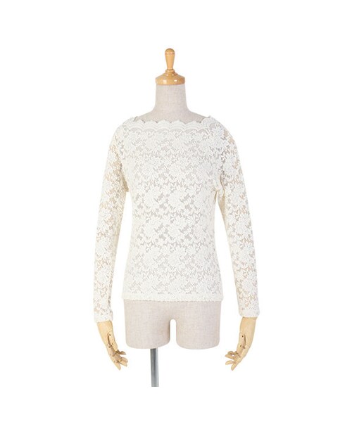 F i.n.t（フィント）の「スカラップ衿ぐり総レーストップス/F&A（Tシャツ/カットソー・レディース・その他）」の2枚目の写真