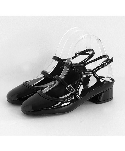 DHOLIC（ディーホリック）の「2TYPEスリングバックスクエアトゥシューズ（パンプス・レディース・/ブラック・225/230/235/240/245/250/225-250）」の4枚目の写真