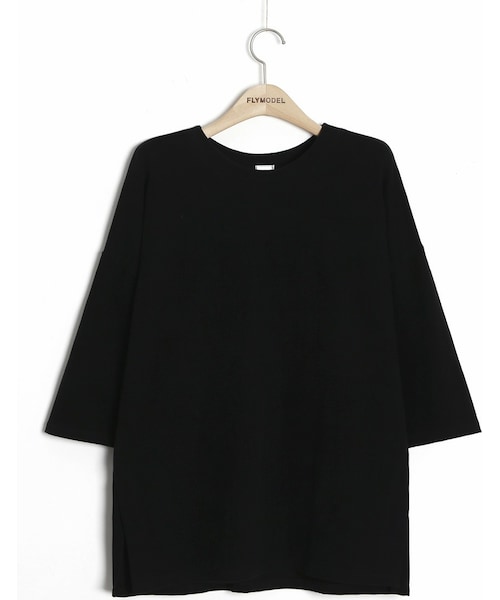 FLYMODEL(フライモデル)の「シンプルサイドスリットルーズフィット6分袖コットンTシャツ(P0000RGH)(Tシャツ/カットソー・レディース・FREE)」の1枚目の写真