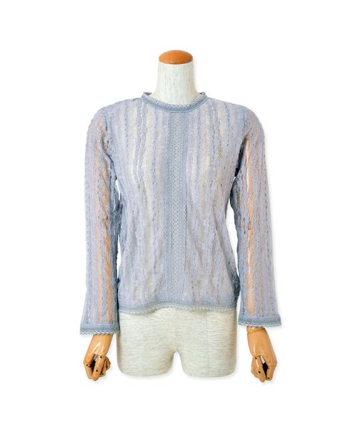 flower（フラワー）の「span lace top ～ｽﾊﾟﾝﾚｰｽﾄｯﾌﾟ（シャツ/ブラウス・レディース・black/gray/white・FREE）」の3枚目の写真