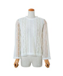 flower | span lace top ～ｽﾊﾟﾝﾚｰｽﾄｯﾌﾟ(シャツ/ブラウス)