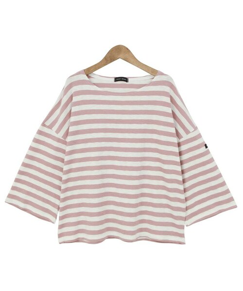 Dailyabout(デイリーアバウト)の「ベーシックルーズフィットボーダー7分袖Tシャツ(P0000WMV)(Tシャツ/カットソー・レディース・FREE)」の1枚目の写真