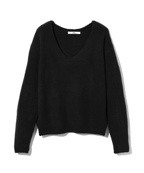 GRL（グレイル）の「Vネックニットトップス（ニット/セーター・レディース・オフホワイト/ブラック/ピンク/グレー/ボルドー/ベージュ/ライトグレー・M）」の2枚目の写真