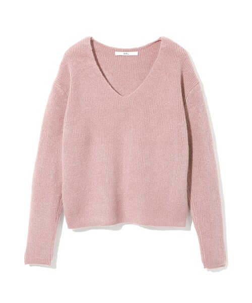 GRL（グレイル）の「Vネックニットトップス（ニット/セーター・レディース・オフホワイト/ブラック/ピンク/グレー/ボルドー/ベージュ/ライトグレー・M）」の6枚目の写真