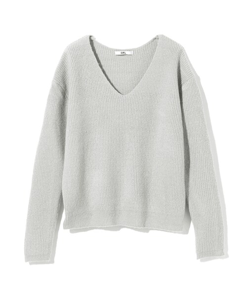 GRL（グレイル）の「Vネックニットトップス（ニット/セーター・レディース・オフホワイト/ブラック/ピンク/グレー/ボルドー/ベージュ/ライトグレー・M）」の4枚目の写真