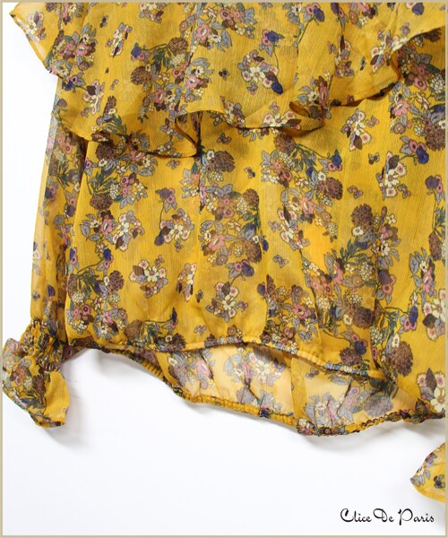 paravion（パラビオン）の「K/花柄プリントケープカラーブラウス（トップス・レディース・ネイビー/イエロー・ワンサイズ）」の7枚目の写真