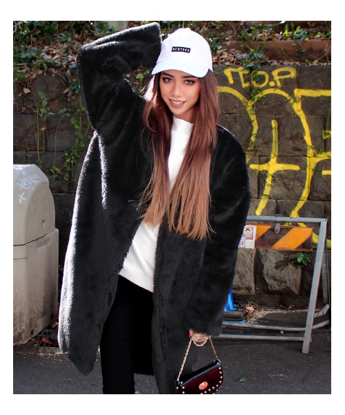 ANAP（アナップ）の「フェイクファーノーカラーコート（ジャケット/アウター・レディース・アイボリー/ピンク/ブラック・one size）」の14枚目の写真