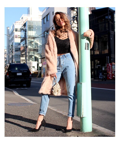 ANAP（アナップ）の「フェイクファーノーカラーコート（ジャケット/アウター・レディース・アイボリー/ピンク/ブラック・one size）」の8枚目の写真