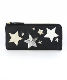 アナスイ　長財布　黒　レザー　L字ファスナー　スター　スタッズ　金具ロゴ ANNA SUI 長財布 黒 レザー L字ファスナー スター スタッズ 金具
