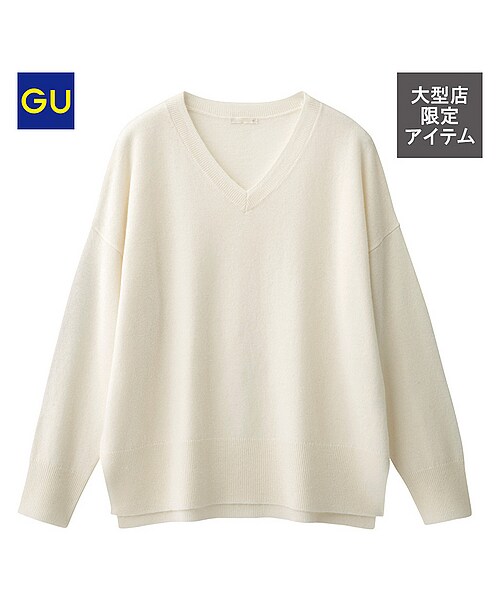 GU（ジーユー）の「(GU)ウールカシミヤセーター(長袖)Z OFF WHITE L