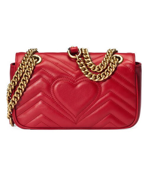 GUCCI（グッチ）の「〔GGマーモント〕 キルティング ミニバッグ（ショルダーバッグ・レディース・ハイビスカスレッド レザー/ブラック  レザー/ブラック＆ホワイト  レザー・U）」の14枚目の写真