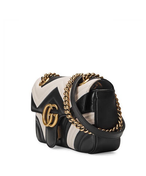GUCCI（グッチ）の「〔GGマーモント〕 キルティング ミニバッグ（ショルダーバッグ・レディース・ハイビスカスレッド レザー/ブラック  レザー/ブラック＆ホワイト  レザー・U）」の6枚目の写真
