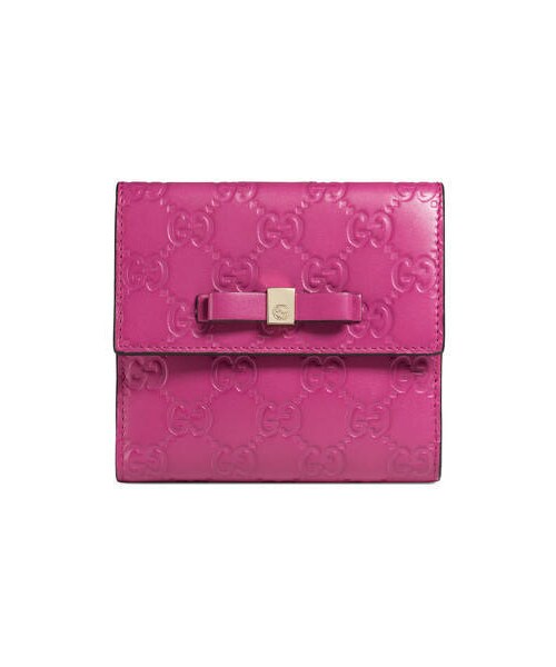 GUCCI ピンクレザー ぬいぐるみ グッチグッチシマ ピンク レディース レザー 長財布 410100
