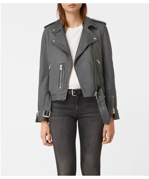 ALLSAINTS(オールセインツ)の「Balfern Biker(ライダースジャケット・レディース・Green/Light Grey・SS/S/M/3S)」の1枚目の写真