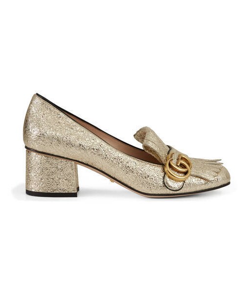 GUCCI（グッチ）の「〔マーモント〕 スエード ミッドヒールパンプス（パンプス・レディース・ピンク  レザー/レッド スエード/ホワイト  レザー/ピンク スエード/ライトピンク スエード/プラチナ  レザー/シルバー メタリッ レザー/ブルー ニューフローラ プリント レザー/ブラック スエード/ブラック  レザー・36.5 = 23.5 CM/37 = 24 CM/35 = 22 CM/35.5 = 22.5 CM/37.5 = 24.5 CM/34 = 21 CM/34.5 = 21.5 CM/36 = 23 CM/38 = 25 CM/38.5 = 25.5 CM/39 = 26 CM）」の9枚目の写真